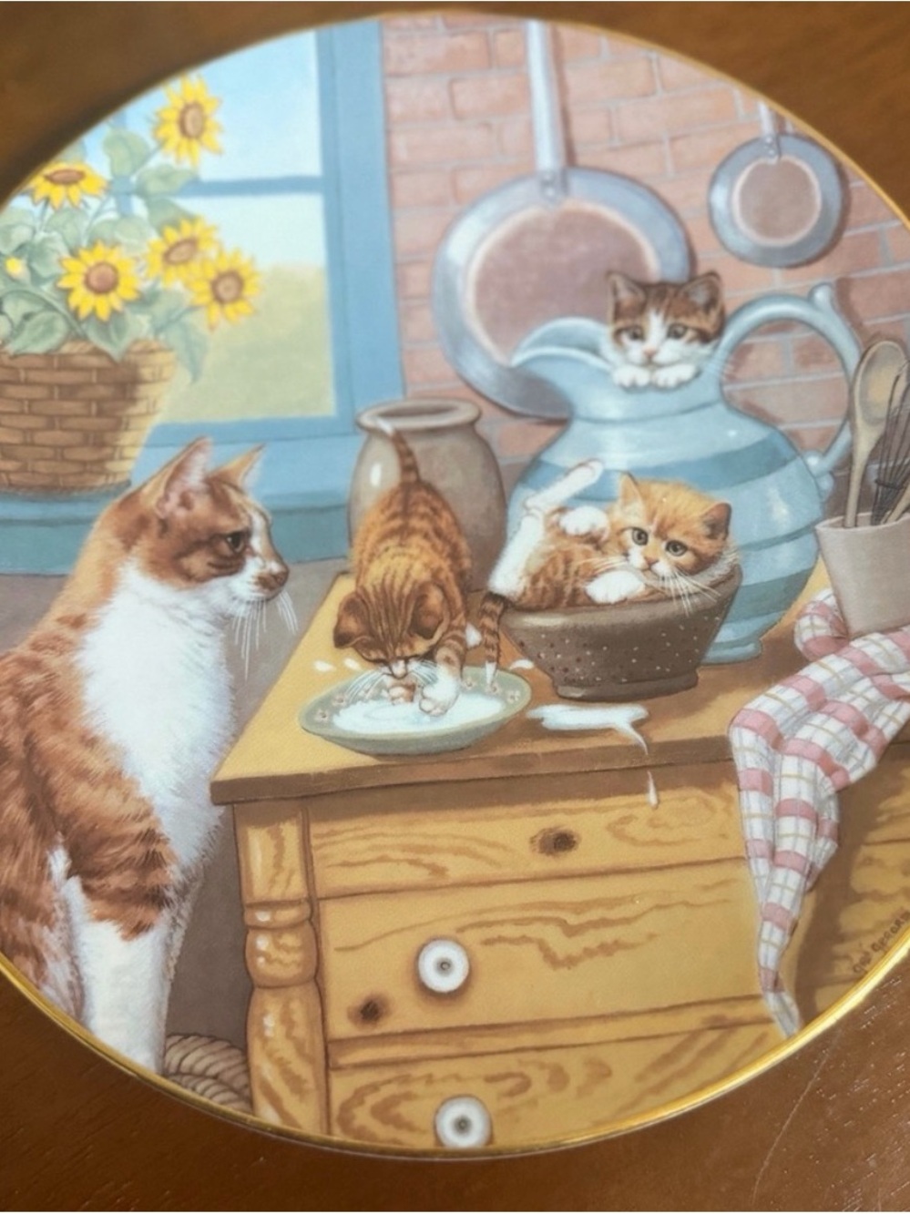Country Kittens ‘Table Manners’ by Gre’ Gerardi 1988 Hamilton Plate Collection